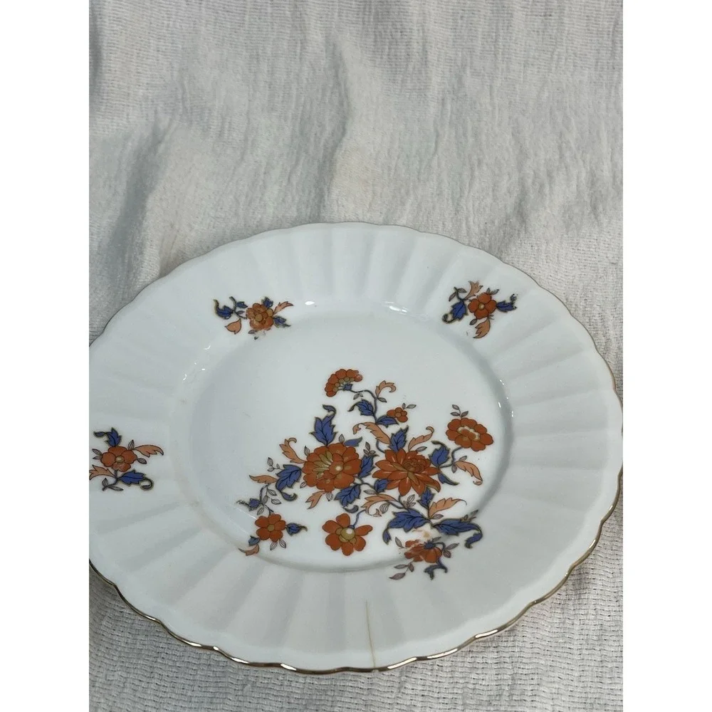 Wurttemberg Germany Plates Early 1900s Set of 2 Multicolor Floral Fluted Antique